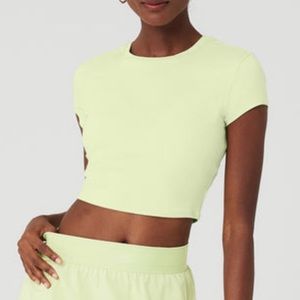 Alosoft Crop Finesse Short Sleeve- Iced Green Tea